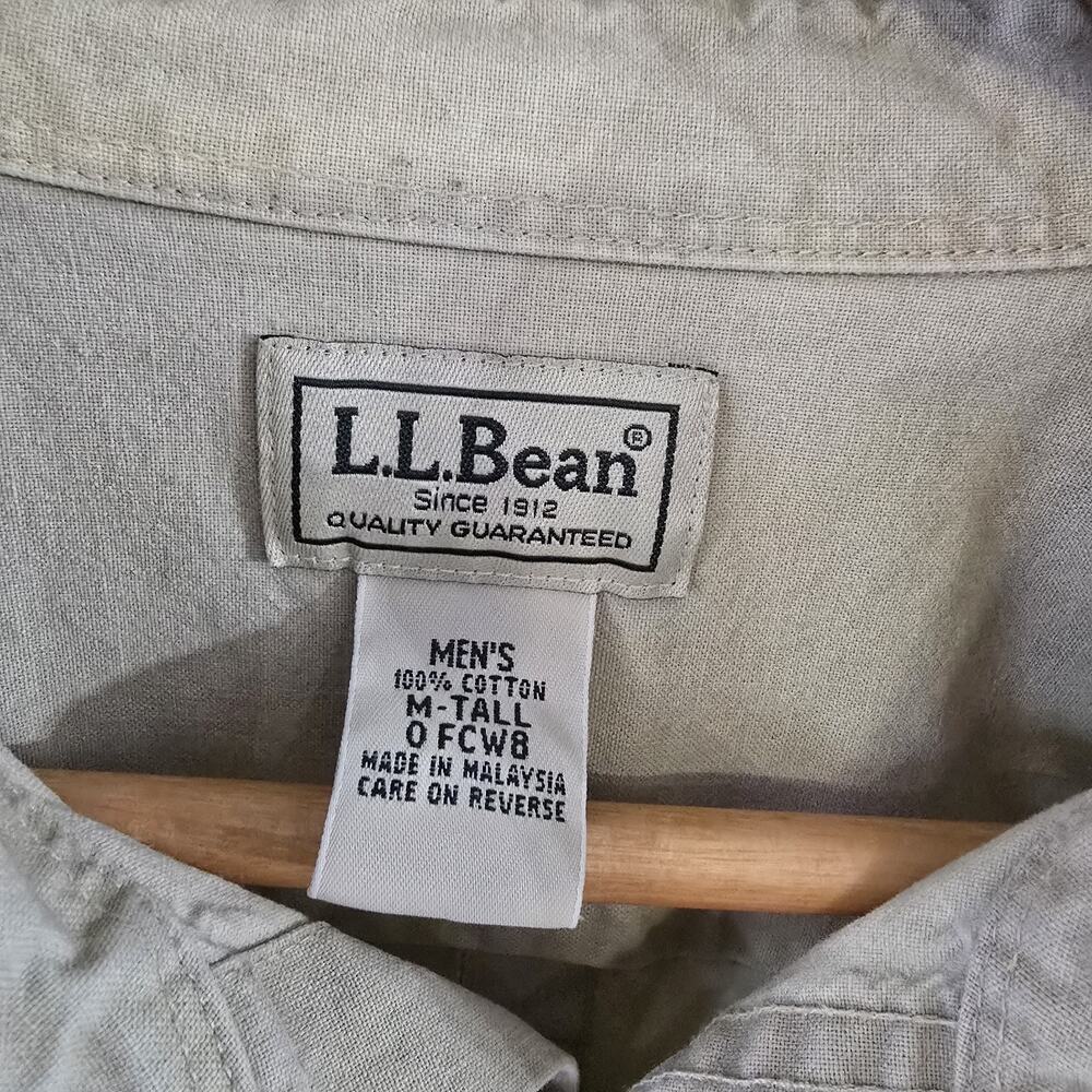 L.L.Bean Men's M Tall Khaki Chamois Cloth Button Front Shirt Cotton Work Outdoor - Picture 3 of 7